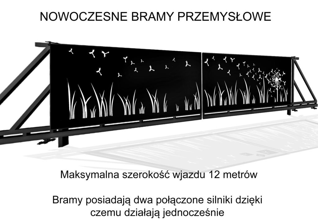 Solidna brama przesuwna przemysłowa o szerokości 12 metrów, profesjonalna brama wjazdowa samonośna do firm i magazynów, wzmacniane ogrodzenie CNC i stalowe panele ogrodzeniowe dla nowoczesnego obiektu, bezpieczne zamknięcie posesji wielkogabarytowej, Industrial Sliding Gate 12m, Heavy Duty Entrance, Industrieschiebetor 12 Meter, Großes Hoftor.