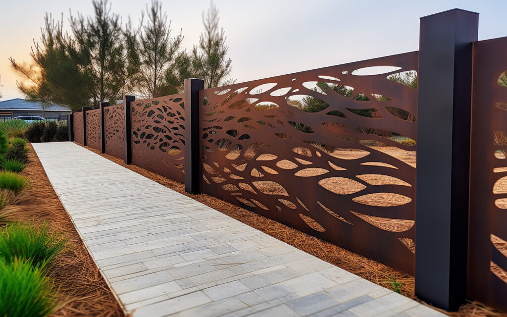 nowoczesne ogrodzenie corten