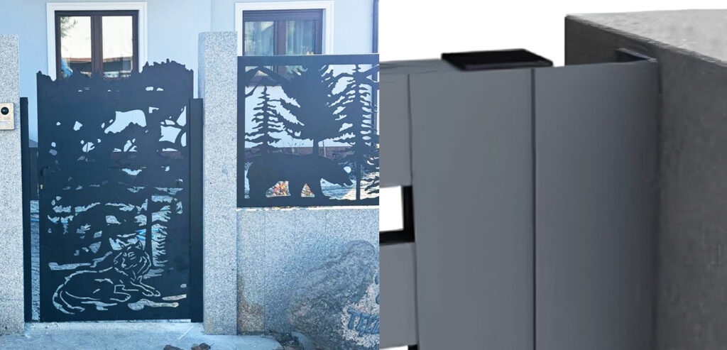 Estetyczna zaślepka na zawiasy do furtki i bramy CNC, maskownica zawiasu do nowoczesnego ogrodzenia, czarne wykończenie osprzętu, Hinge Cover Cap, Gate Accessory, Scharnierabdeckung, Zaunkappe.
