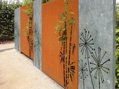 Panele corten 3 mm do nowoczesnego ogrodu, metal, malowanie proszkowe, na wymiar, DXF vector, fence, Zaun, modern garden